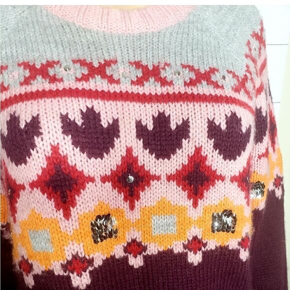 Cinq a Sept Gianni Sequin Fair Isle Sweater - Picture 7 of 16